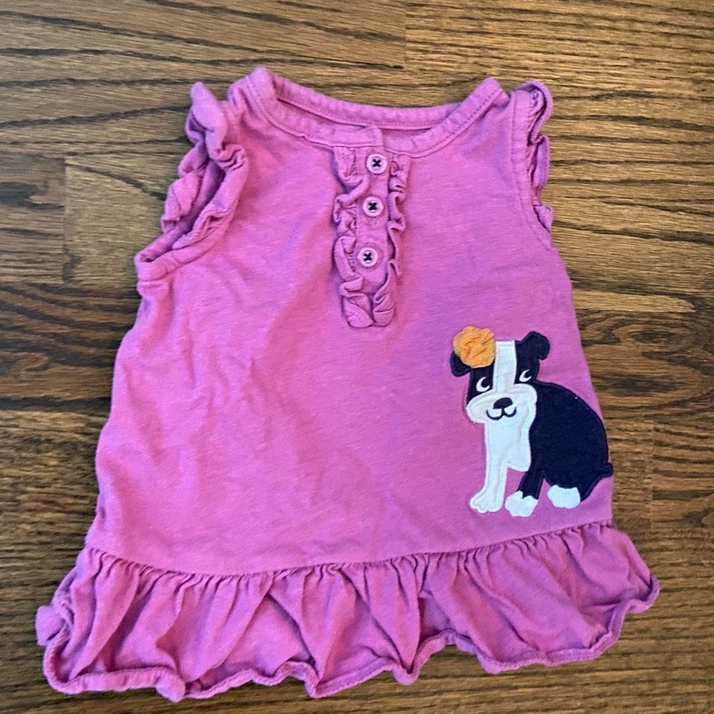 🍭4/$20 Carter’s sleeveless ruffle dog shirt - 6-9 months
